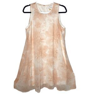 CALVIN KLEIN Dress Floral A-Line Sleeveless Sheer Overlay Womens 12 Pink White